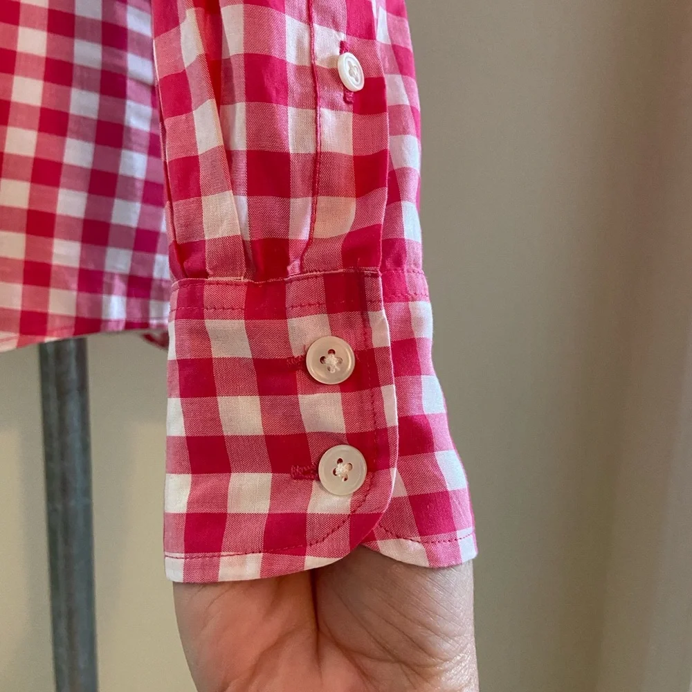 💕BNWT Cute Pink/White Gingham Print Shirt - Picture 5 of 8